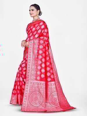 Trendy Pink Kanjivaram Silk Saree With Blouse Piece 