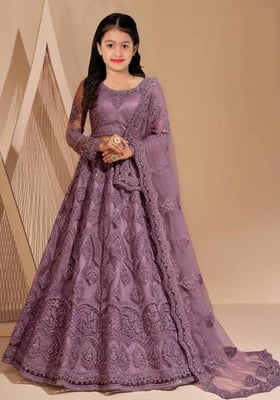 kids Ethnic Wear Embroidered Lehenga, Choli and Dupatta Set 