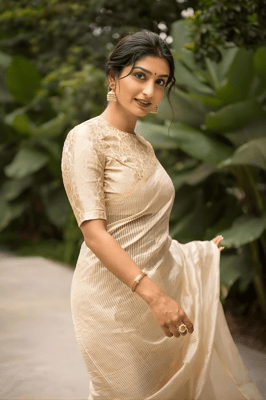 Canibani white silk Banarasi saree 