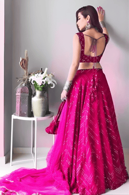 Embroidered Semi Stiched Lehenga choli ( pink)