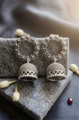 Mad Over Fashion Latest Silver jhumka Earrings