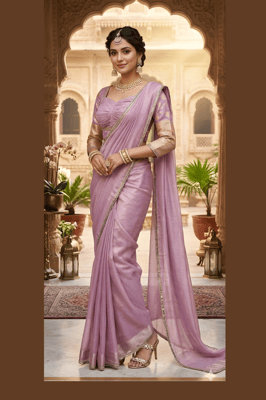 Designer Fancy Mirror Lace Border and Printed Stylish Daily wear Silk Saree and Readymade Blouse 
