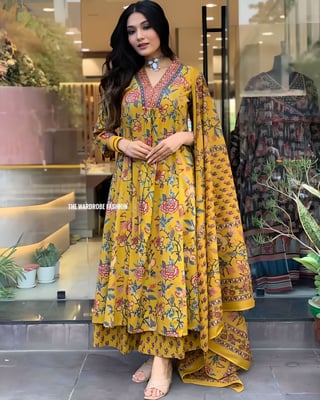 Yellow Kurta Plazo Dupatta Set