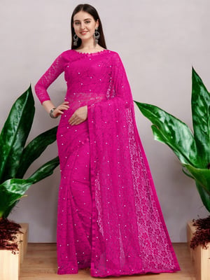 Self Design Women Bollywood Net Saree