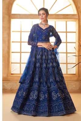 Wedding Wear Embroidered With Embellished Net Lehenga Choli