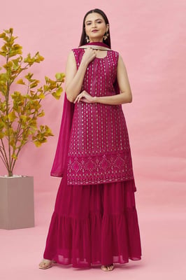 Pink Kurta Pant Dupatta Set 