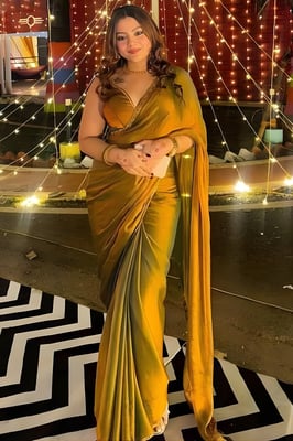 Buy Embroidered golden vairl Georgette Saree 