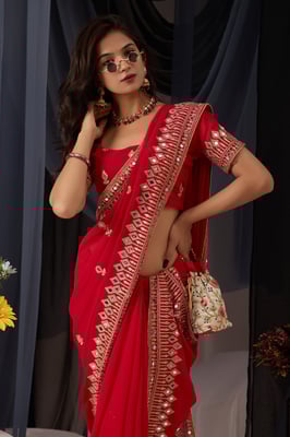 mirror work saree
