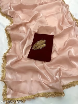 Soft Jimmy Choo Silk With Beautiful Golden Lace Border Saree 