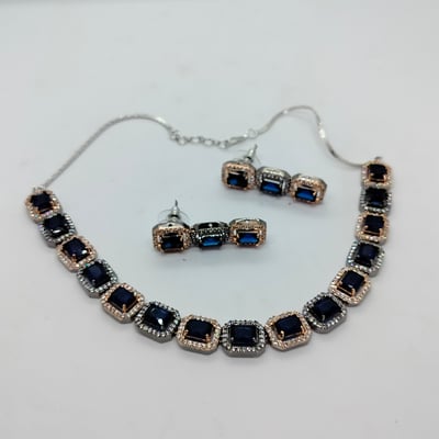 jewelry set  blue stone necklace earring set,