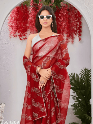 Emblished Daily Wear Organza Saree for Women