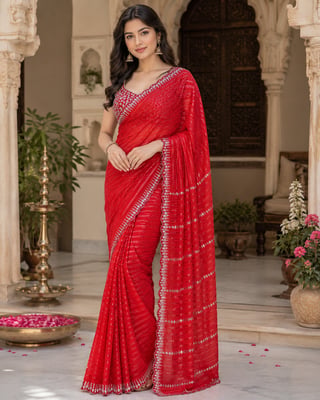 New Demanding Dual Sequence Heavy Work Party wear Saree (Purple)