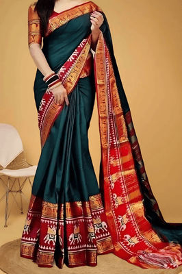 Zari Border Soft Green Banarasi Silk Saree With Blouse Piece