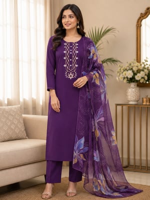 Roman silk woman kurti with pant and dupatta