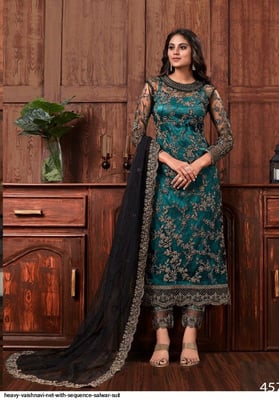 Semi Stitched Partywear Kurta Pant Dupatta Set