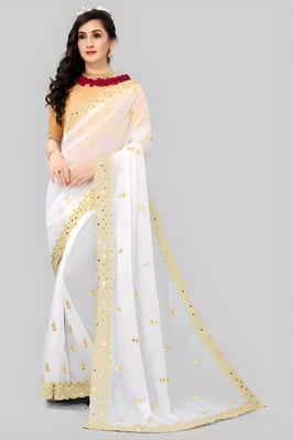 mirror work saree