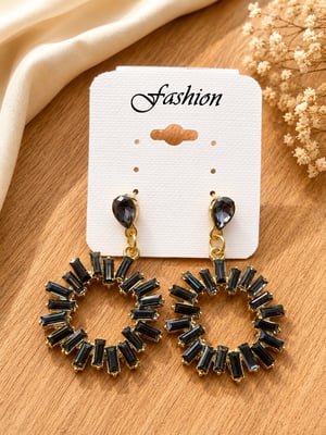 Elegant Green Crystal Floral stud Earrings 