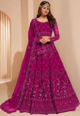 Embroidered Semi Stitched Lehenga Choli For Women (pink)