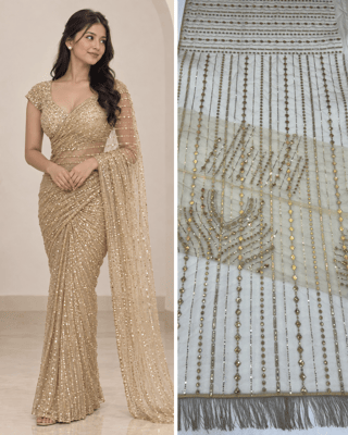 Suhana Golden Fully Sequence Saree With Blouse