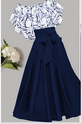 Partywear Crop Top and Bottom Set