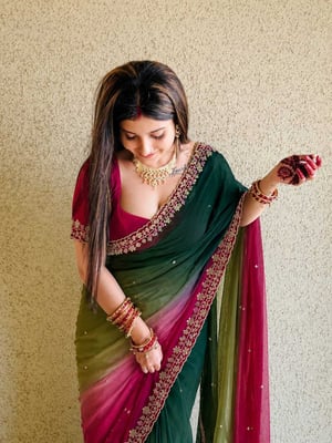 Embroidered, Embellished, Printed Bollywood Georgette Saree