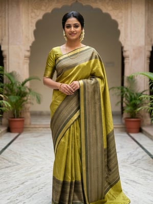  Embellished Bollywood Silk Blend Saree (Light Green)