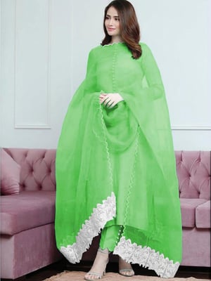 Cotton Embroidered Women Kurta Pant Dupatta Set