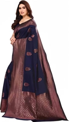 Blue Kanjivaram Silk Saree With Blouse Piece 