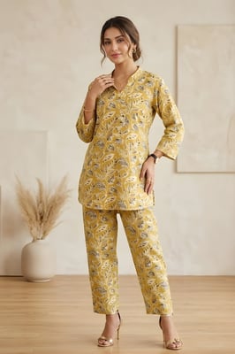 Leaf Printed Pure Cotton Co-ords Set For Women