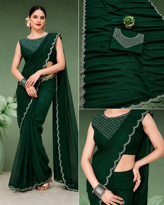 New Design Fancy Sarees With Siroski Daimond ( Hotfix Daimond ) Work Soft