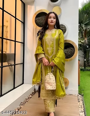 Heavy Embroidered Kurta Plazzo Dupatta Set