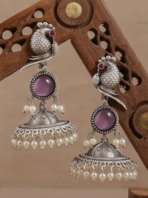 Beautiful Silver Plated Oxidised Bird Jhumka  for Women