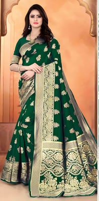 Beautiful Green Kanjeevaram Organza Silk Saree