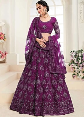 Fancy Purple Net Lehenga 