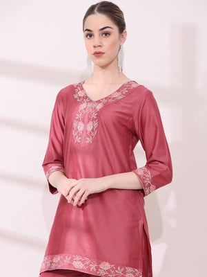 Anouk Floral Yoke Design Thread Work Kurti with Palazzos