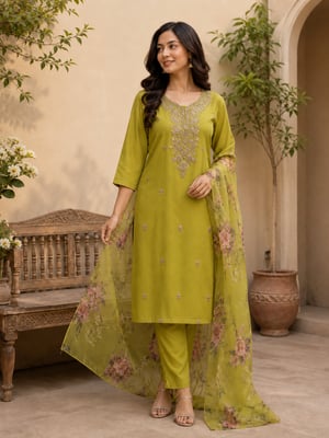 Stylish Fancy Kurta Pant Dupatta Set for Women