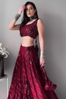 Embroidered Semi Stiched Lehenga choli ( red )