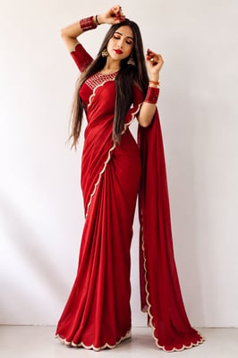 Teej Special Red fancy sarees diamond work