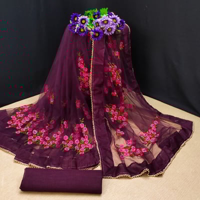 KANJIVARAM STYLE Embroidered Bollywood Net Saree 