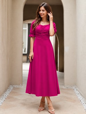 Soft volume Women Fit and Flare Pink Maxi/Full Length Dress