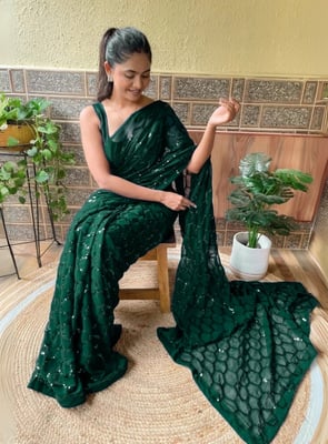 Partywear Sequence Work Georgette Saree