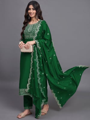 DHARM CREATION Embroidered Kurta Pant & Dupatta Set