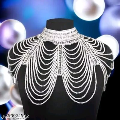 Women's Beautiful Handmade Net Fabric Cut Sleeve Sholder Fashionable Beaded Poncho Cape for Ladies and Girls