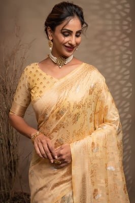 Trendy Style Zari Work Kanjeevaram Organza Silk Saree With Blouse Piece 