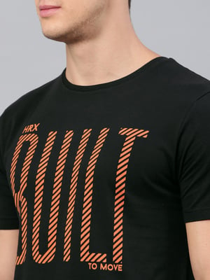 HRX by Hrithik Roshan Men Black Printed Cotton Cotton T-shirt