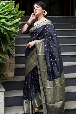 Traditional Motif Ethnic Wear Banarasi Soft Silk Saree Rs.1400/- only. 