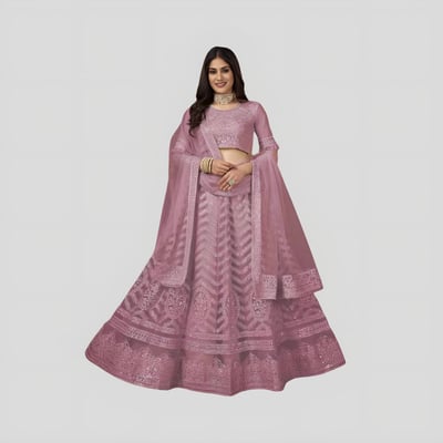 Graceful Women Net Lehenga Choli (Pink)