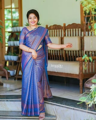 Blue Banarasi Jacquard Silk Saree