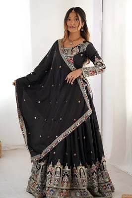 Georgette lehenga choli embroidery