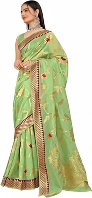 Zari Work Kanjeevaram Organza Silk Saree With Blouse Piece 